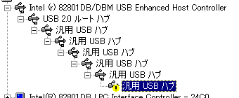 6�ڂ� HUB ��ڑ��������̃f�o�C�X�}�l�[�W���̕\�� (Windows 2000)